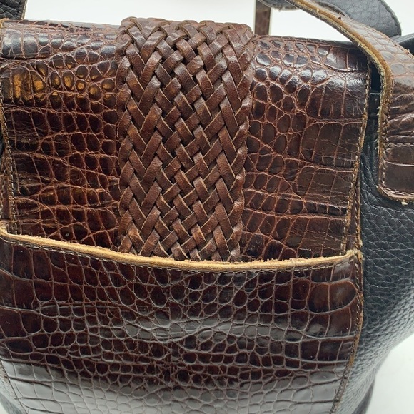 Brighton Brown Snakeskin Black Pebble Leather Shoulder Bag. BP1630A - Picture 4 of 11